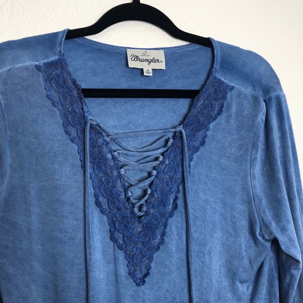 Wrangler Blue Lace Tie Up Long Sleeve - Picture 2 of 8
